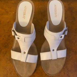 Aerosoles White Leather Sandals, 10M